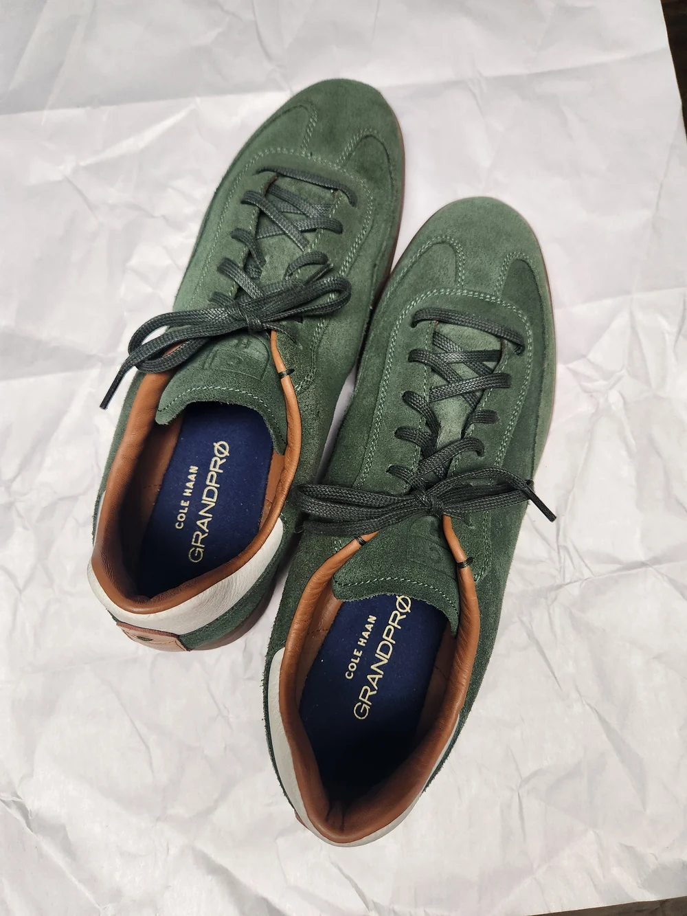 Cole Haan Green Suede GrandPro Lace-Up Sneakers